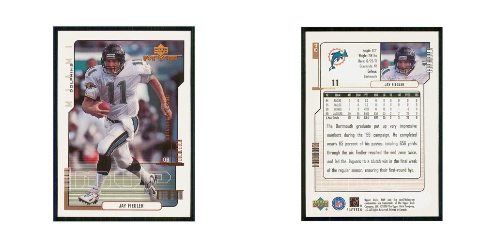 2000 Upper Deck MVP Jay Fiedler Dolphins #84