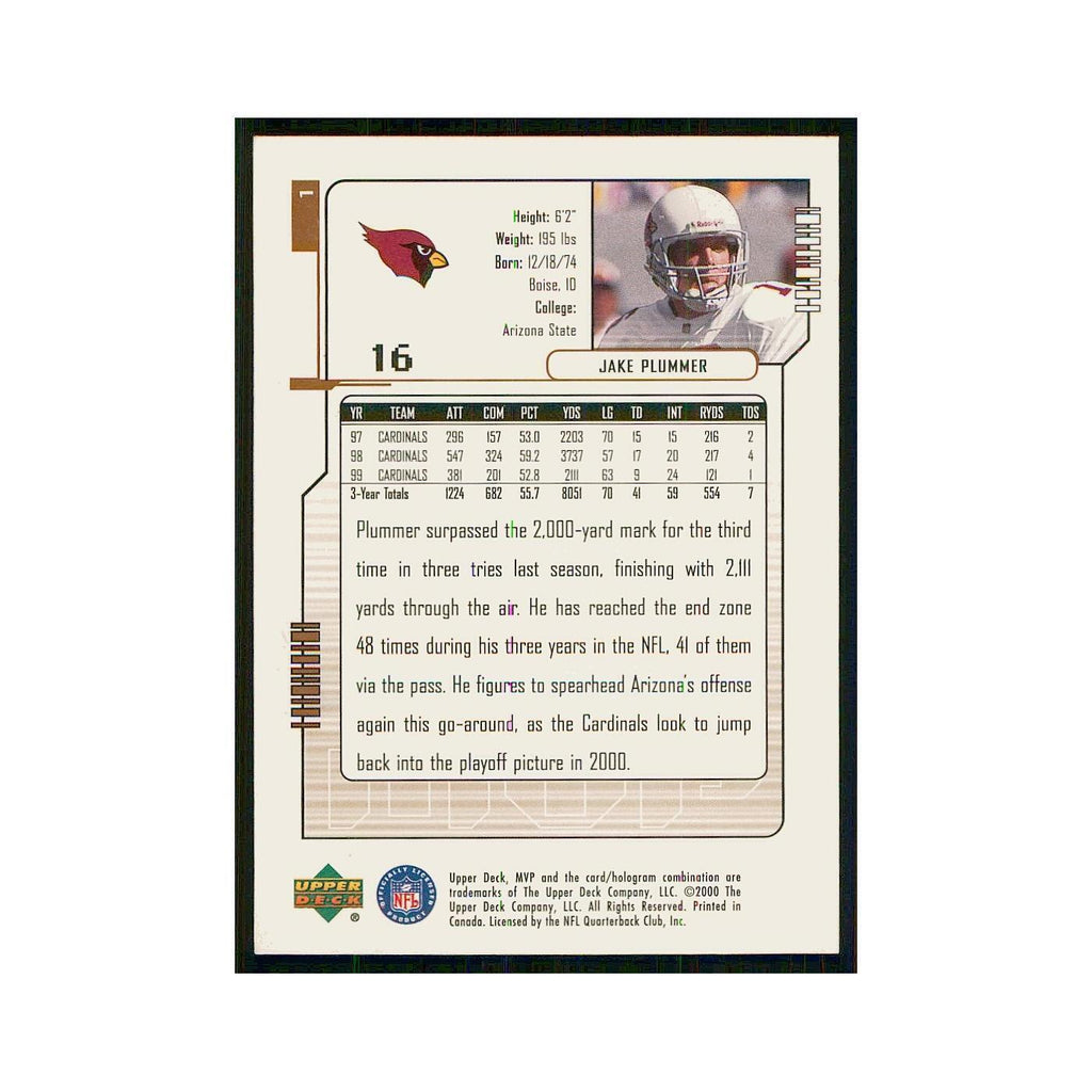 2000 Upper Deck MVP Jake Plummer Cardinals #1
