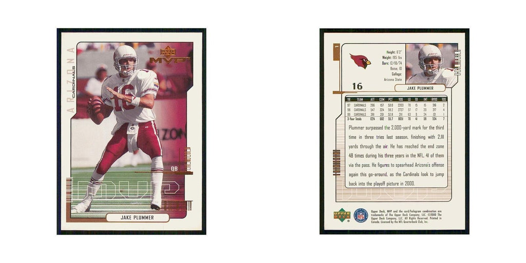 2000 Upper Deck MVP Jake Plummer Cardinals #1
