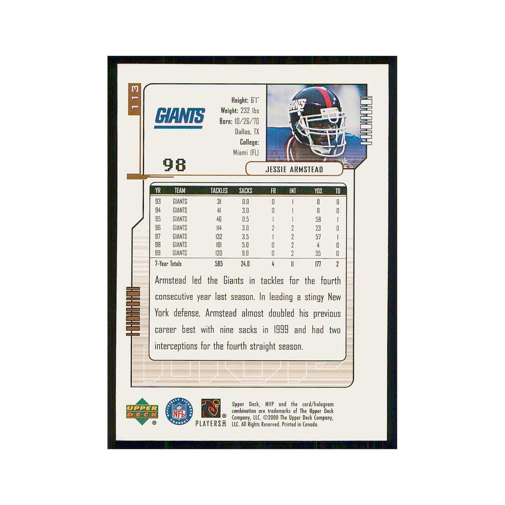2000 Upper Deck MVP Jessie Armstead Giants #113