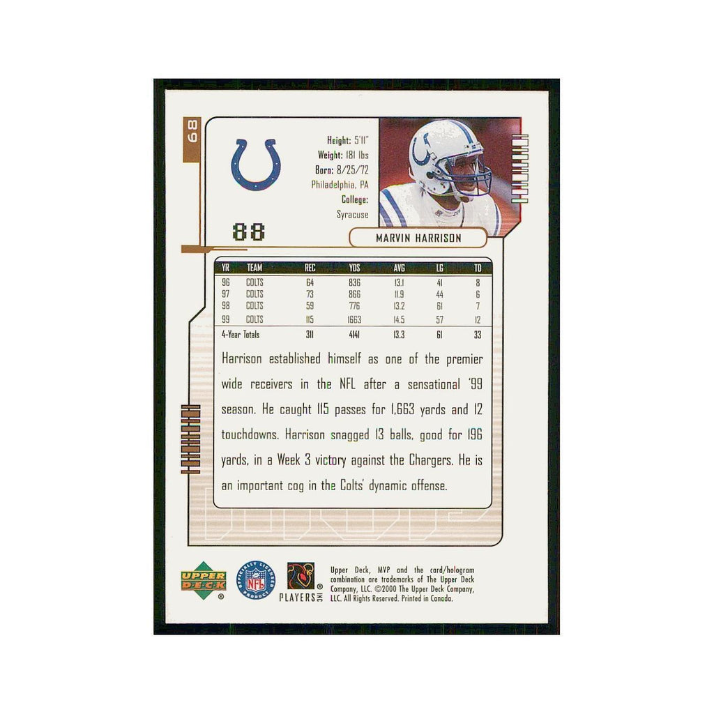 2000 Upper Deck MVP Marvin Harrison Colts #68