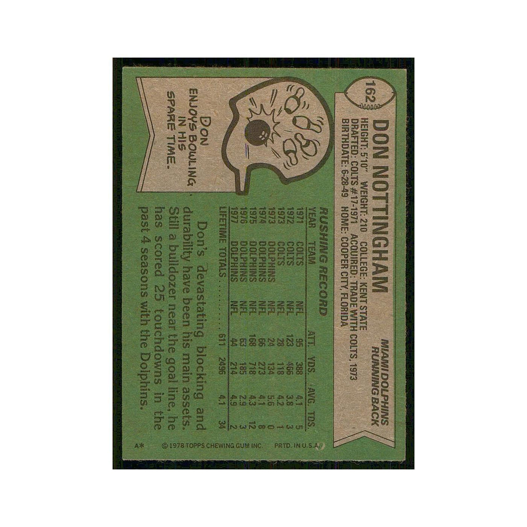 1978 Topps Don Nottingham Dolphins #162