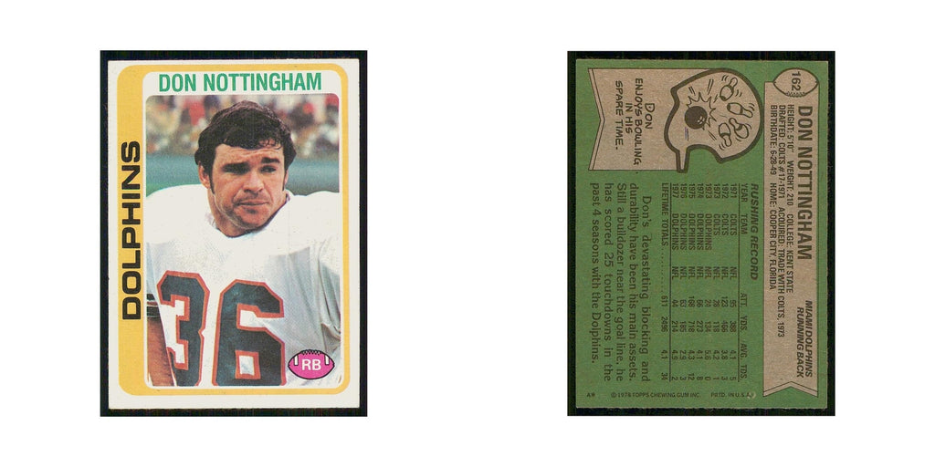 1978 Topps Don Nottingham Dolphins #162