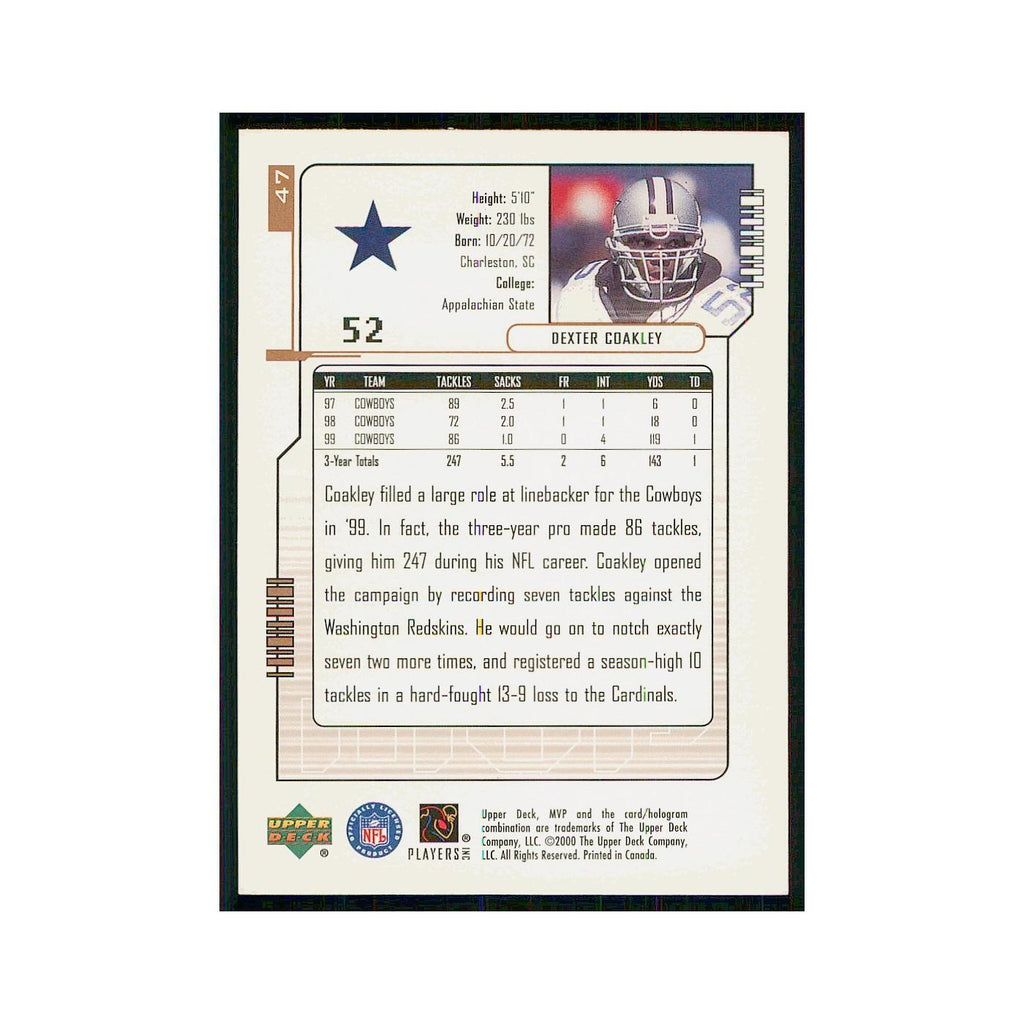 2000 Upper Deck MVP Dexter Coakley Cowboys #47