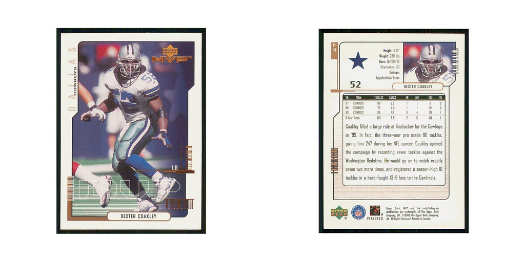 2000 Upper Deck MVP Dexter Coakley Cowboys #47