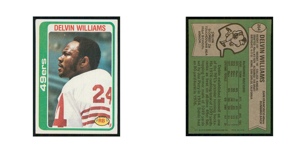 1978 Topps Delvin Williams 49ers #264