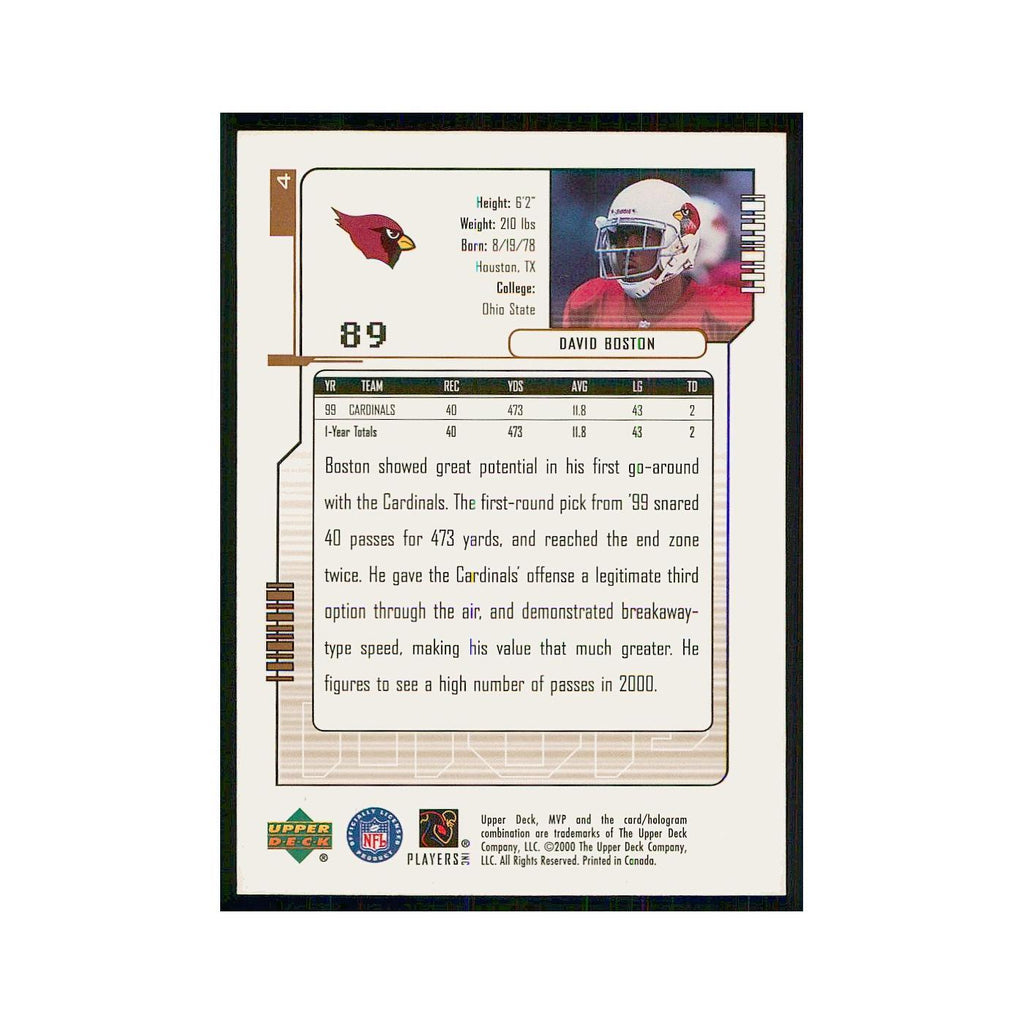 2000 Upper Deck MVP David Boston Cardinals #4