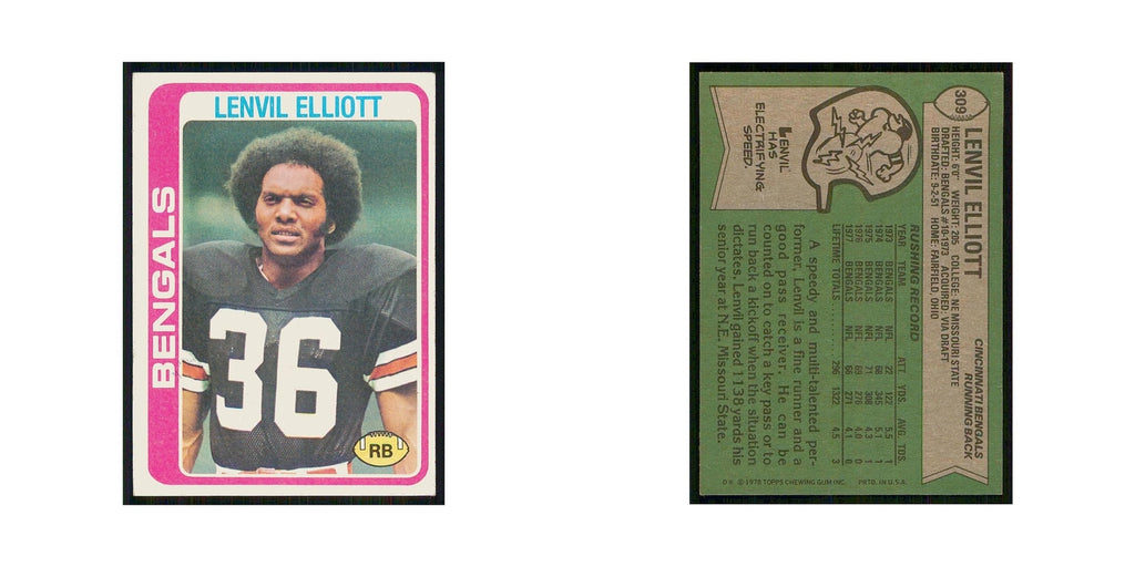 1978 Topps Lenvil Elliott Bengals #309