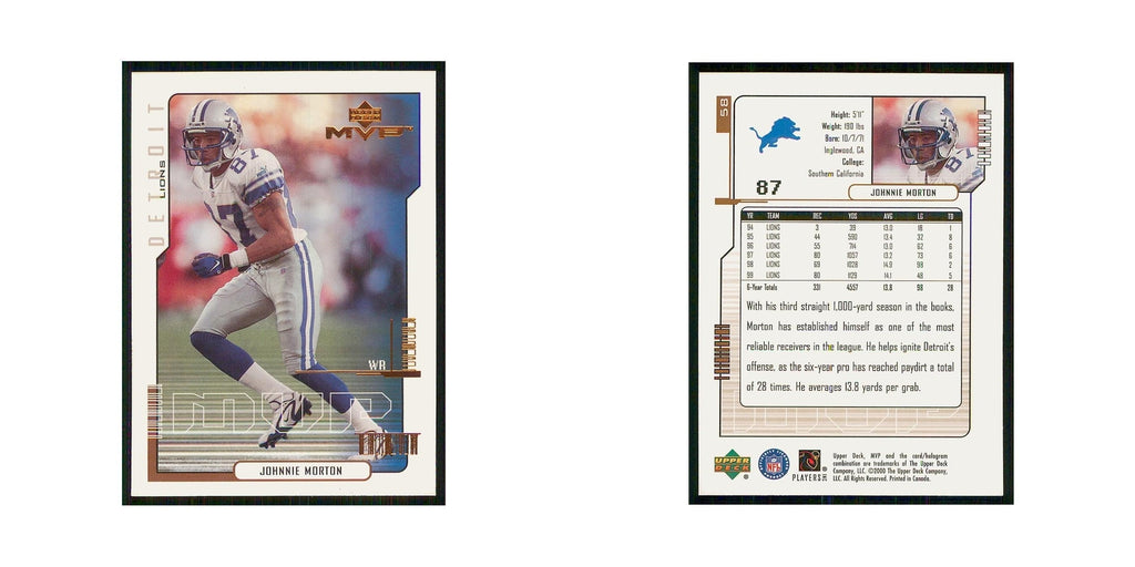 2000 Upper Deck MVP Johnnie Morton Lions #58