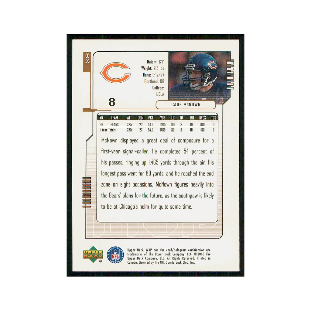 2000 Upper Deck MVP Cade McNown Bears #28