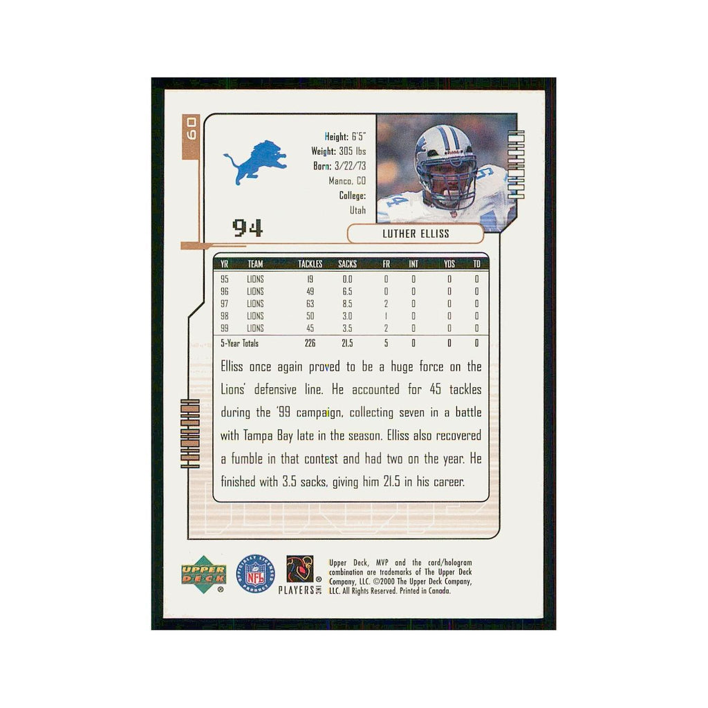 2000 Upper Deck MVP Luther Elliss Lions #60