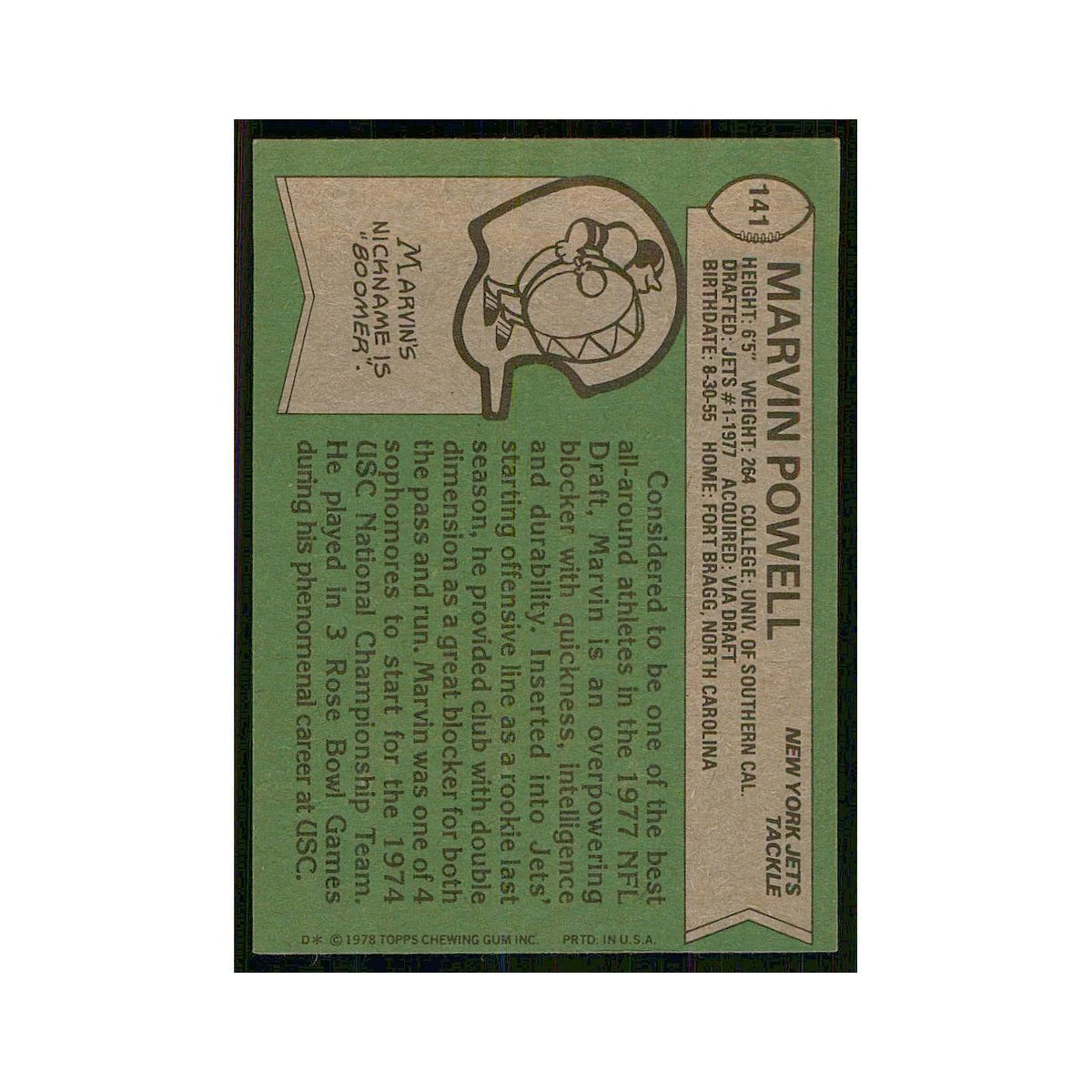1978 Topps Marvin Powell RC Jets #141