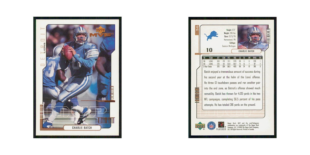 2000 Upper Deck MVP Charlie Batch Lions #56