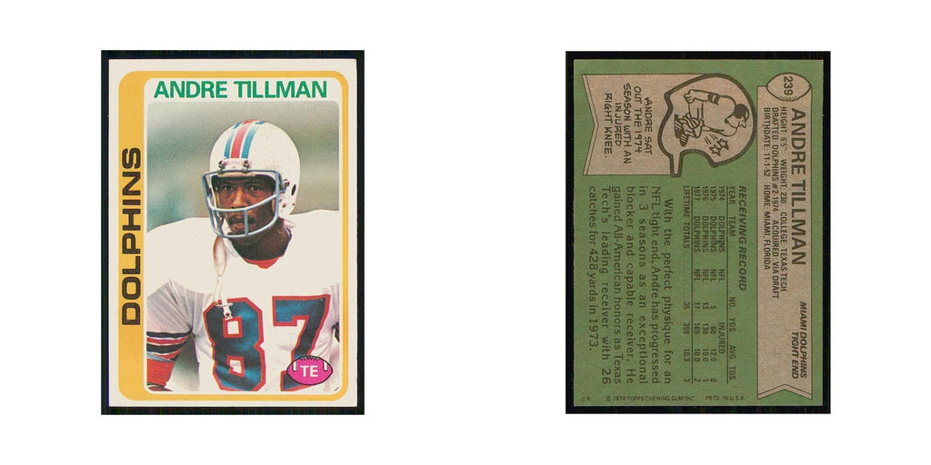 1978 Topps Andre Tillman Dolphins #239