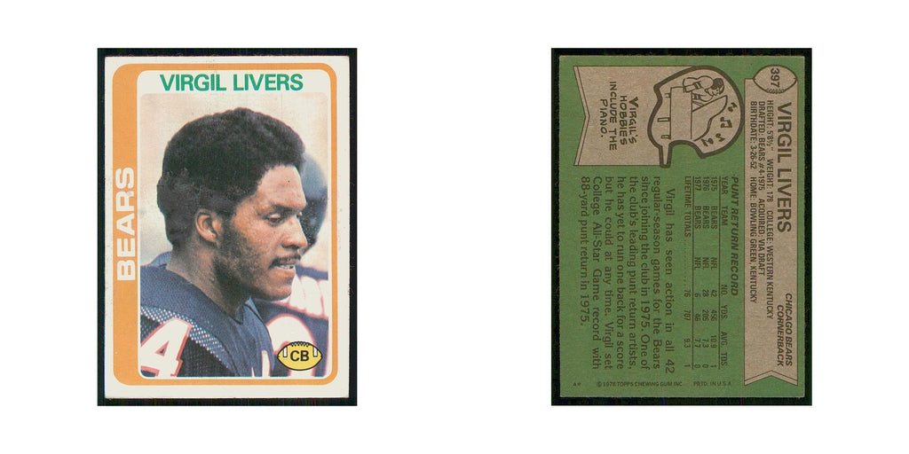 1978 Topps Virgil Livers Bears #397