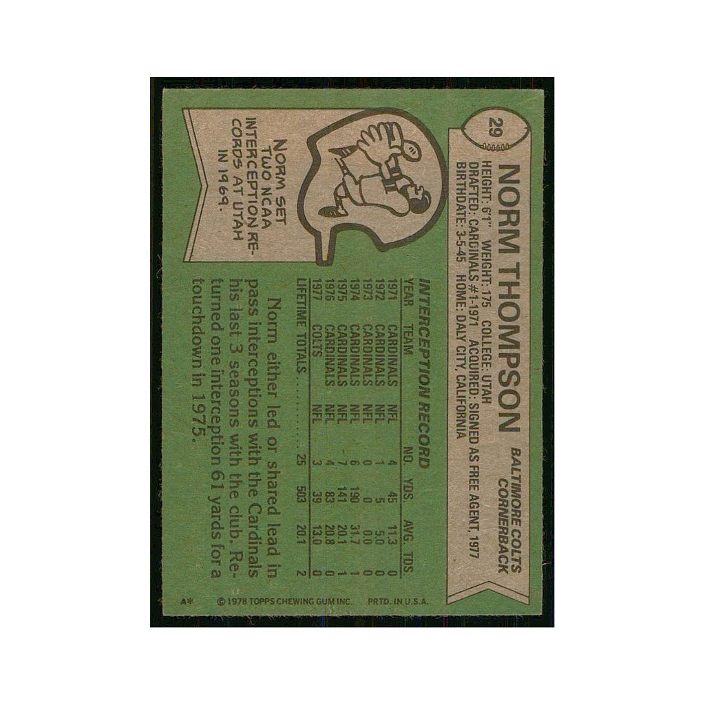 1978 Topps Norm Thompson Baltimore Colts #29