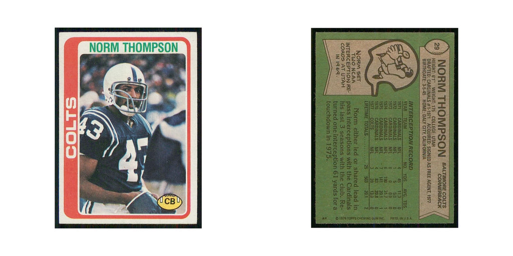 1978 Topps Norm Thompson Baltimore Colts #29