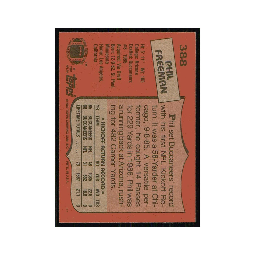 1987 Topps Phil Freeman RC Buccaneers #388