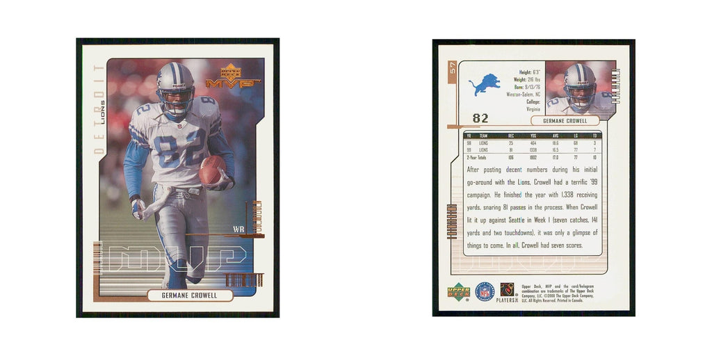 2000 Upper Deck MVP Germane Crowell Lions #57