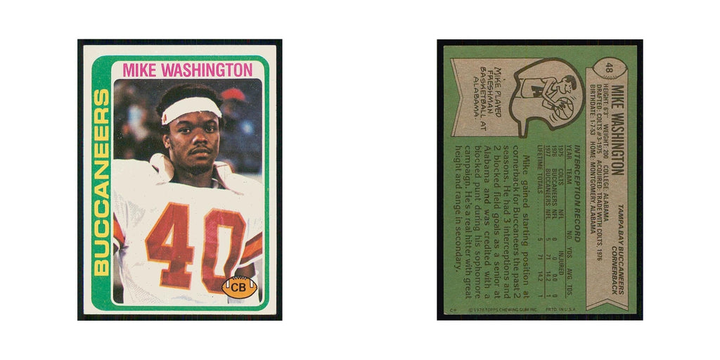 1978 Topps Mike Washington RC Buccaneers #48