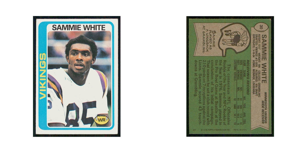1978 Topps Sammie White Vikings #30