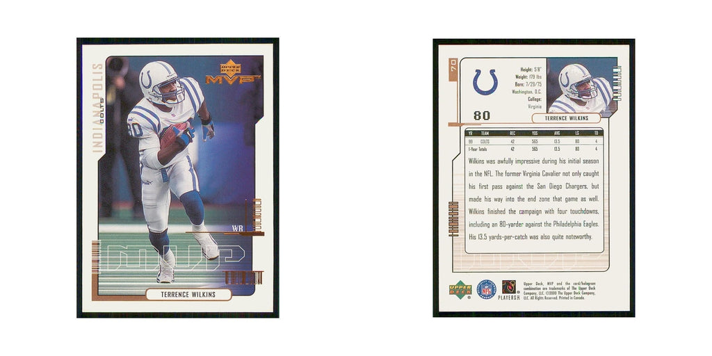 2000 Upper Deck MVP Terrence Wilkins Colts #70
