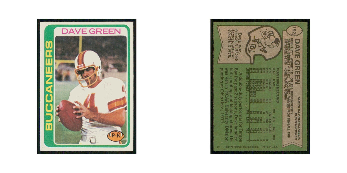 1978 Topps Dave Green Buccaneers #192