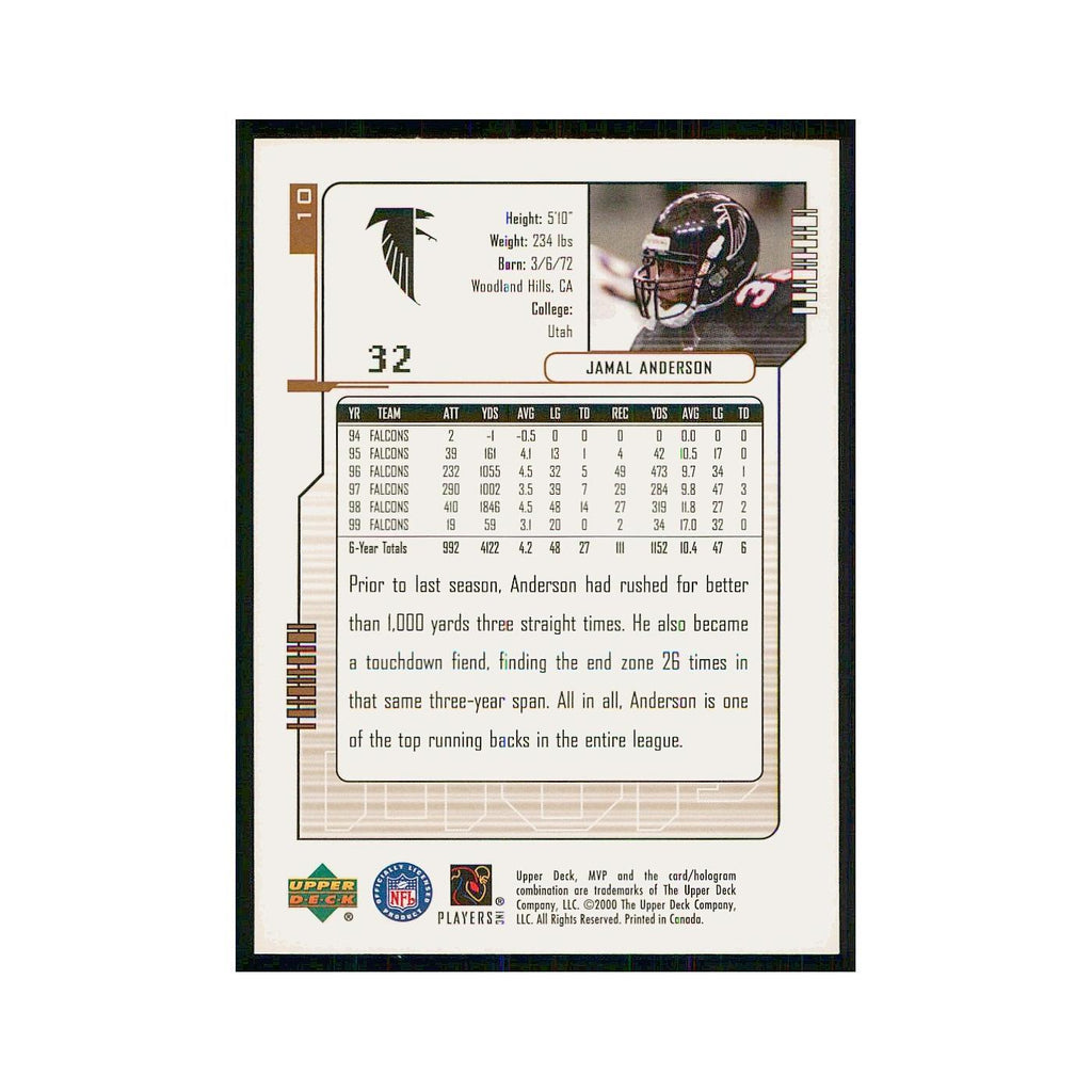2000 Upper Deck MVP Jamal Anderson Falcons #10
