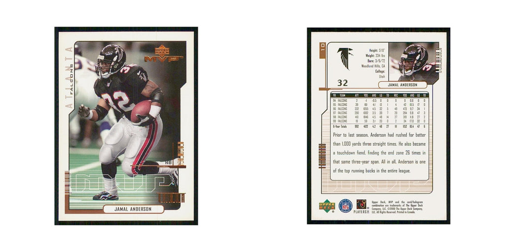 2000 Upper Deck MVP Jamal Anderson Falcons #10