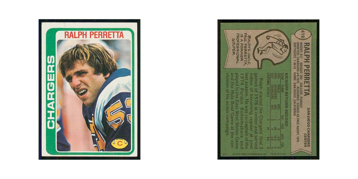 1978 Topps Ralph Perretta San Diego Chargers #419