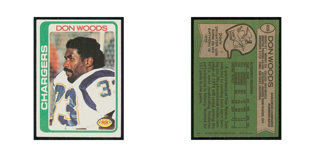 1978 Topps Don Woods San Diego Chargers #459