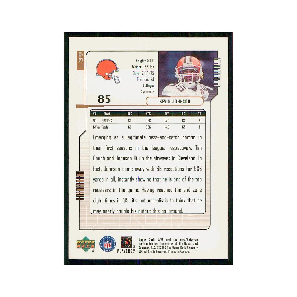 2000 Upper Deck MVP Kevin Johnson Browns #39