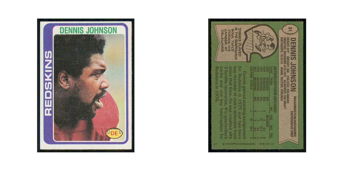 1978 Topps Dennis Johnson Redskins #31