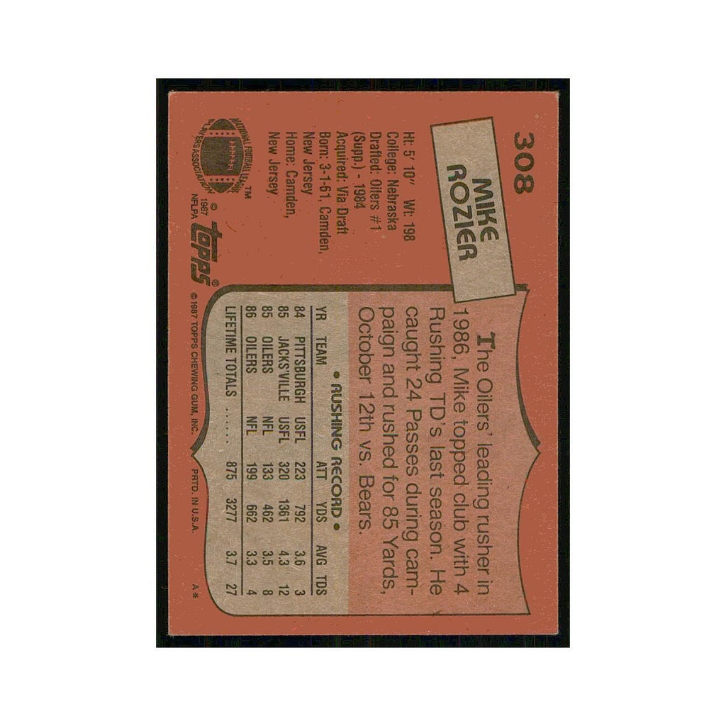 1987 Topps Mike Rozier Houston Oilers #308