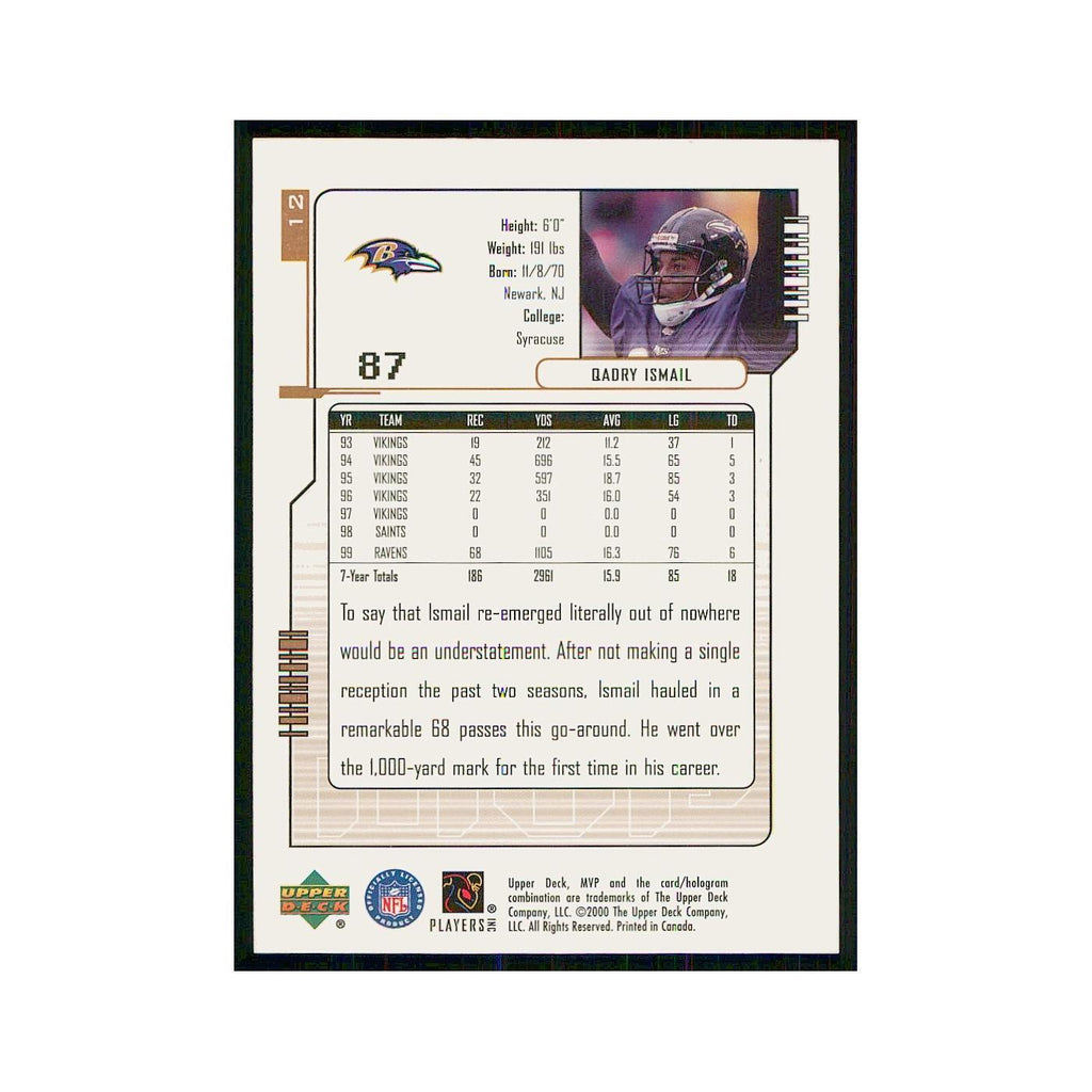 2000 Upper Deck MVP Qadry Ismail Ravens #12