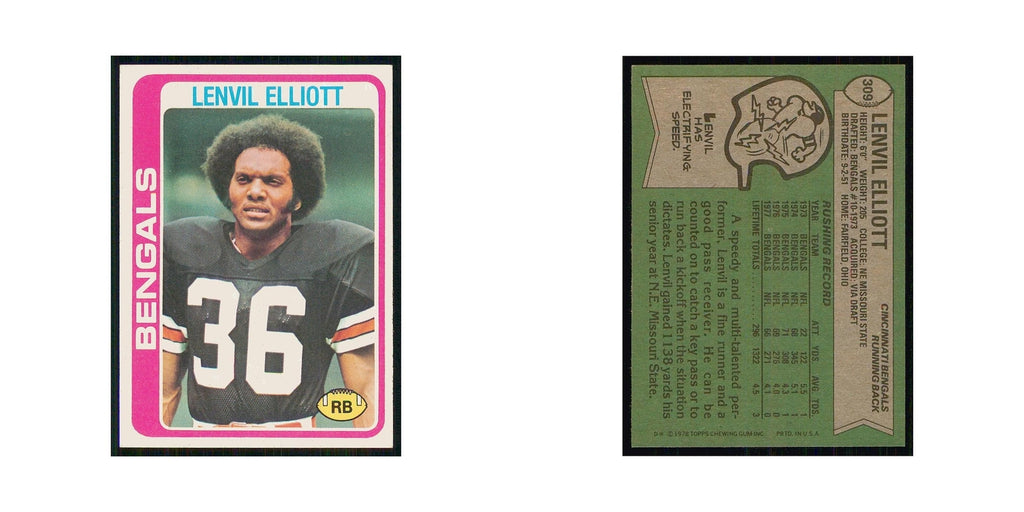 1978 Topps Lenvil Elliott Bengals #309
