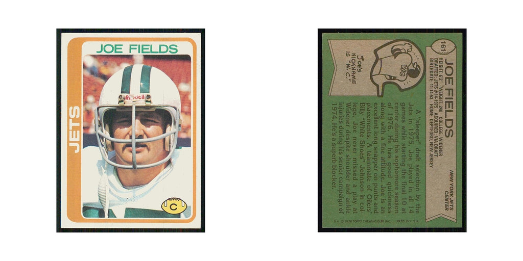 1978 Topps Joe Fields Jets #161