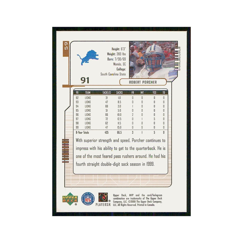 2000 Upper Deck MVP Robert Porcher Lions #59