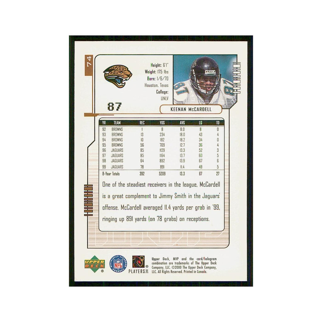2000 Upper Deck MVP Keenan McCardell Jaguars #74