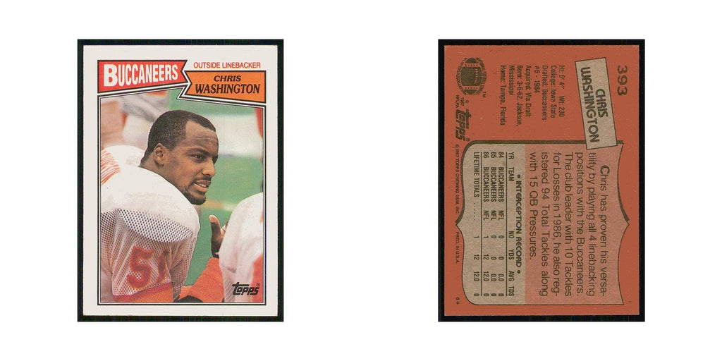 1987 Topps Chris Washington RC Buccaneers #393