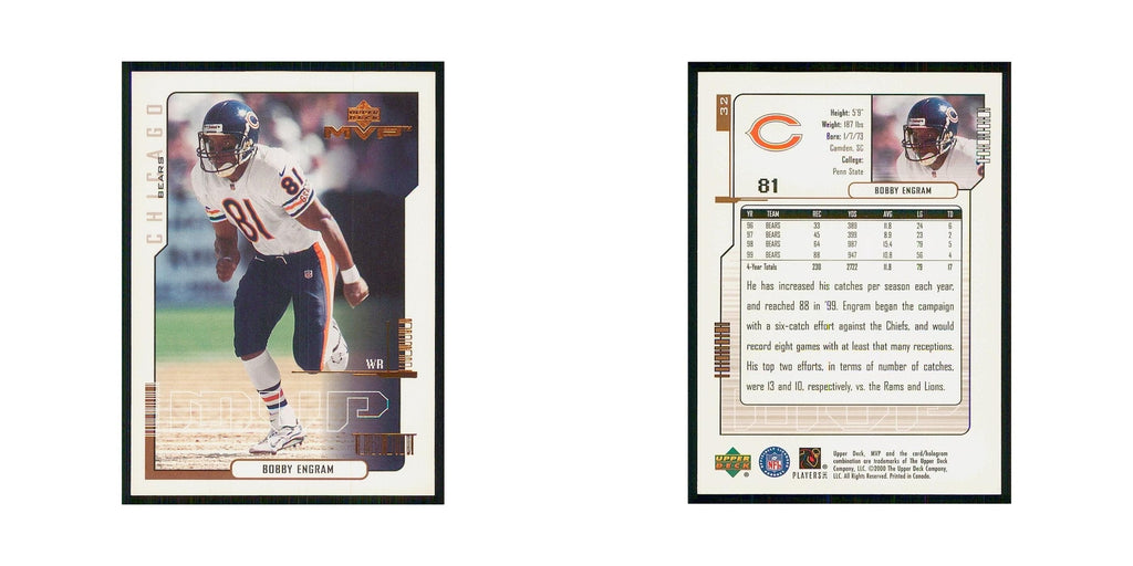 2000 Upper Deck MVP Bobby Engram Bears #32