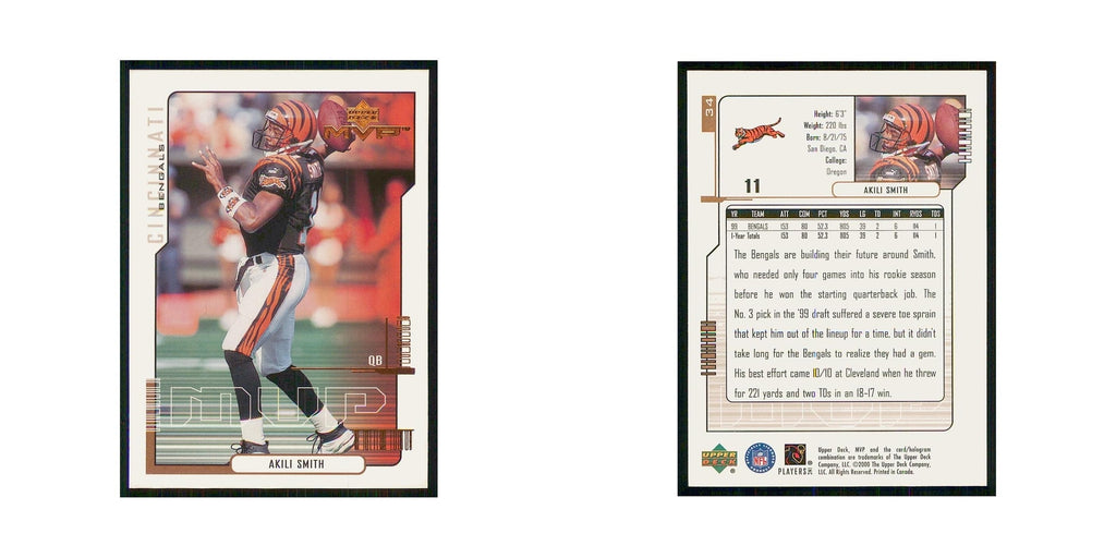 2000 Upper Deck MVP Akili Smith Bengals #34