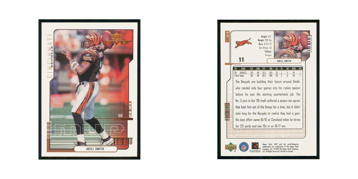 2000 Upper Deck MVP Akili Smith Bengals #34