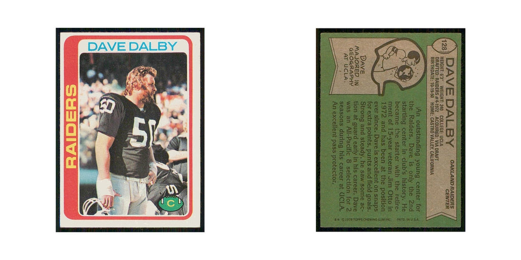 1978 Topps Dave Dalby Raiders #128