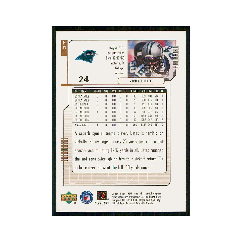 2000 Upper Deck MVP Michael Bates Panthers #27