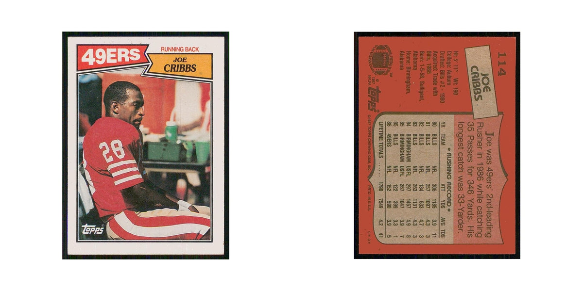 1987 Topps Joe Cribbs 49ers #114