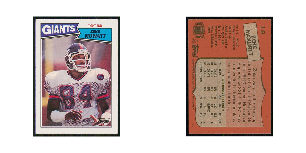 1987 Topps Zeke Mowatt Giants #18