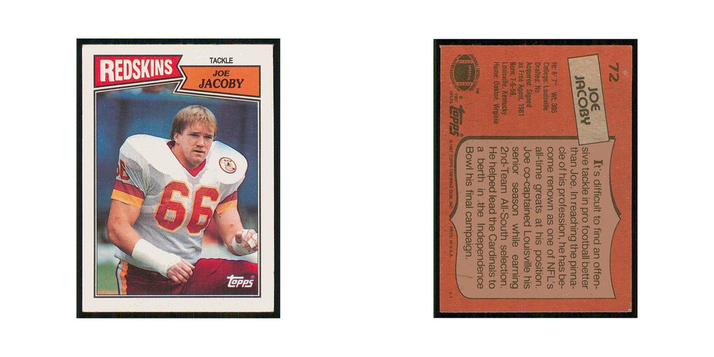 1987 Topps Joe Jacoby Redskins #72