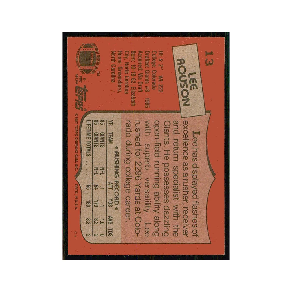 1987 Topps Lee Rouson RC Giants #13