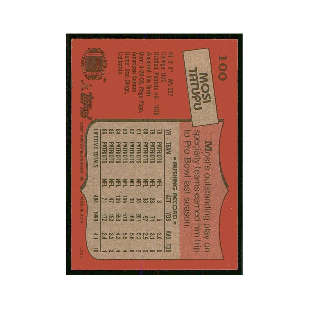 1987 Topps Mosi Tatupu Patriots #100